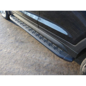 Пороги алюминиевые TCC (карбон черные) для Renault Duster (2015-2020) № RENDUST15-14BL