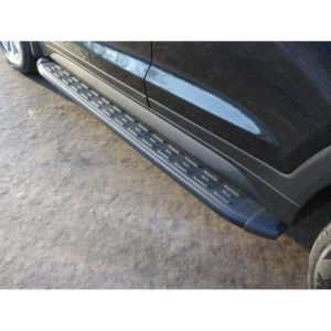 Пороги алюминиевые TCC (карбон черные) Hyundai Creta артикул HYUNCRE16-06BL