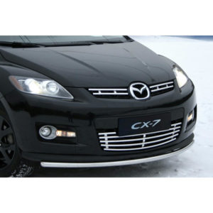 Декоративные элементы решётки радиатора (d16) верхние черные Mazda CX-7 (2010-2013) (комплект 2 шт.) № MACX.91.2055