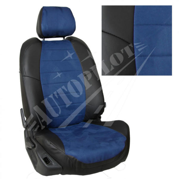 Чехлы на сиденья из алькантары (черный с синим) для Nissan X-Trail T31 с 07-15г.