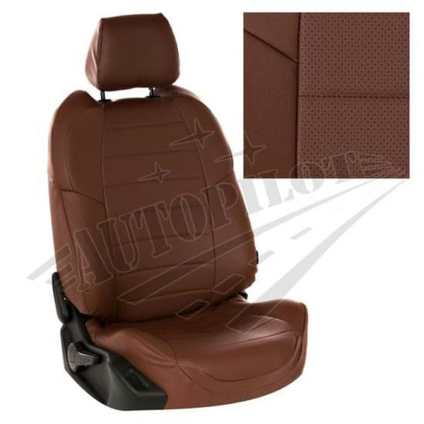 Чехлы на сиденья из экокожи (темно-коричневые) для Mitsubishi Pajero Sport III с 15г.
