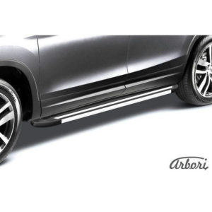 Пороги алюминиевые Arbori "Luxe Black" 1700 черные для Mitsubishi Oultlander (2015-2023) № AFZDAALMOUT1503