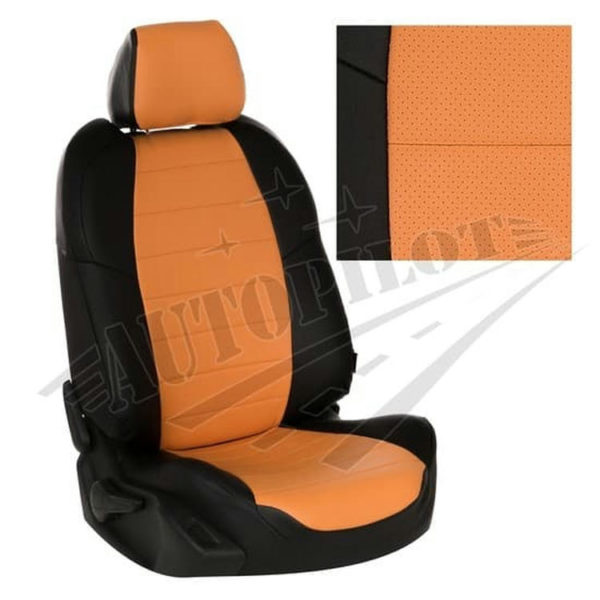 Чехлы на сиденья из экокожи (черный с оранжевым) для Kia Rio IV седан /хэтчб. (X-Line / X) (40/60) с 17г.