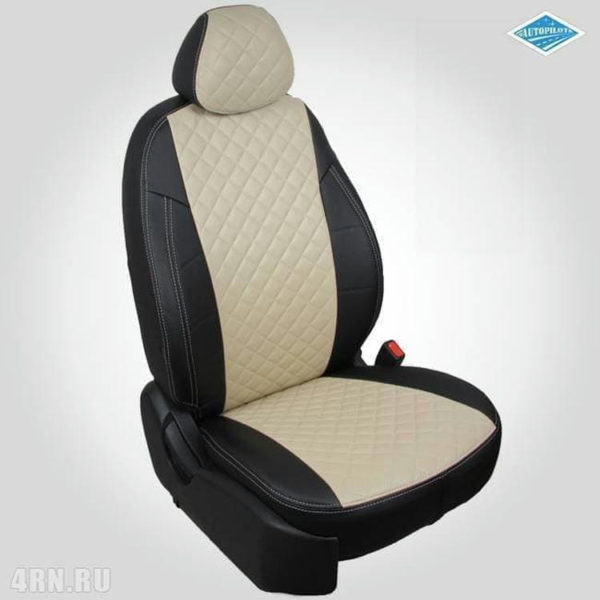 Чехлы на сиденья "Автопилот" для Volkswagen Polo седан (2009-2020) черно-бежевый ромб № vo-po-phs-chebe-r