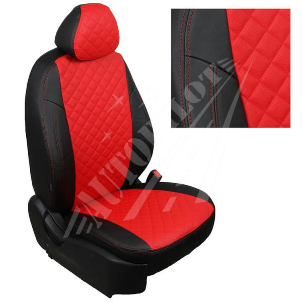 Чехлы на сиденья, рисунок ромб (черный с красным) для Volkswagen Passat B6-B7 универсал (TrendLine) с 05-15г.