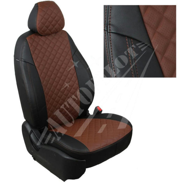 Чехлы на сиденья, рисунок ромб (черный с темно-коричневым) для MINI (F56) Cooper S хэтчбек 3-door с 13г.
