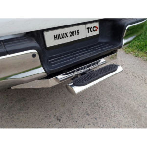 Задняя подножка овальная 120х60 мм (под фаркоп) для Toyota Hilux (2015-2023) № TOYHilux15-44