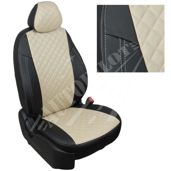Чехлы на сиденья, рисунок ромб (черный с бежевым) для Hyundai Elantra IV (HD) с 06-10г.