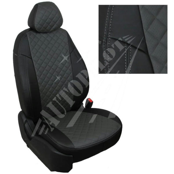 Чехлы на сиденья, рисунок ромб (черные с темно-серым) для Toyota Corolla седан с 13г.