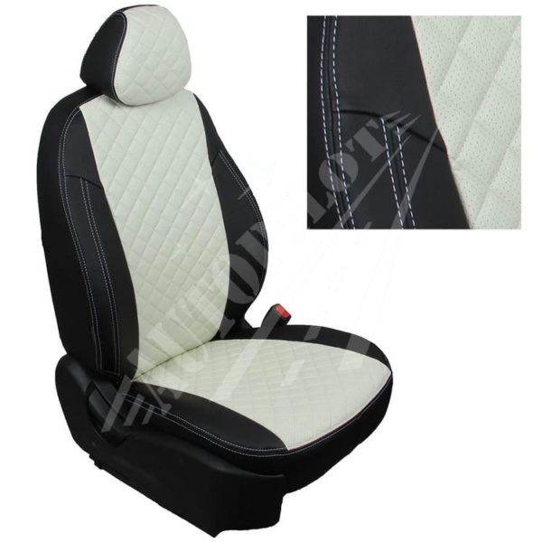 Чехлы на сиденья, рисунок ромб (черный с белым) для Mazda 3 (BP) седан c 19г.