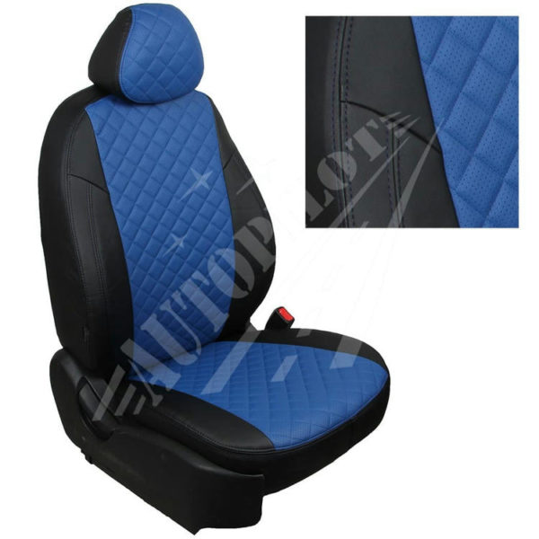 Чехлы на сиденья, рисунок ромб (черный с синим) для Hyundai Creta с 16г.