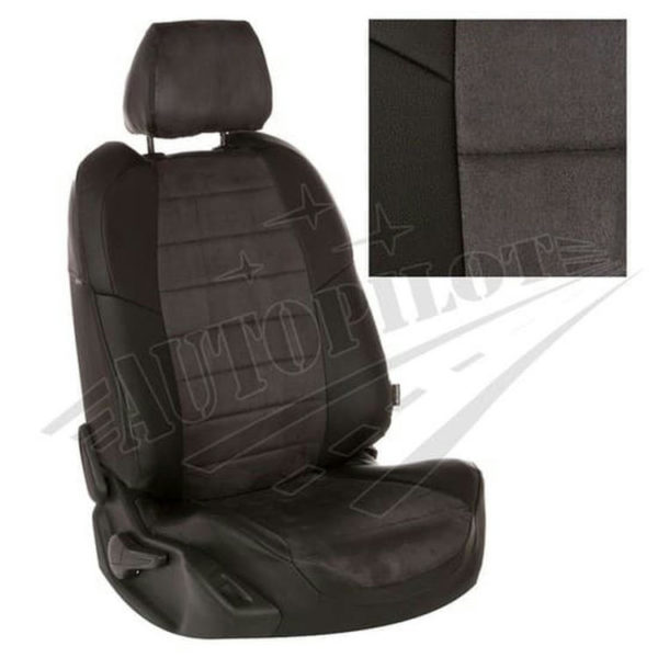Чехлы на сиденья из алькантары (черные с темно-серым) для Hyundai Tucson I c 04-10г.