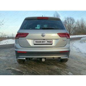 Защита задняя (уголки) (42,4 мм) для Volkswagen Tiguan (2017-2023) № VWTIG17-50