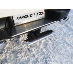 Задняя подножка овальная (120х60 мм) (под фаркоп) для Volkswagen Amarok (2016-2021) № VWAMAR17-55
