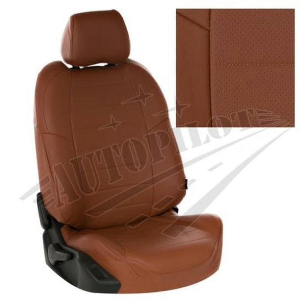 Чехлы на сиденья из экокожи (коричневые) для VW Polo с 20г. (без заднего подлокотника)