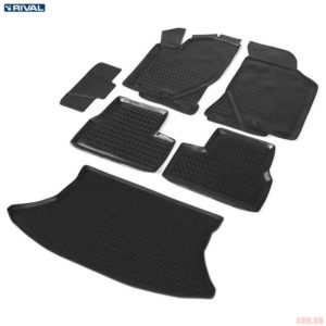 Комплект ковриков салона и багажника для Lada (ВАЗ) Granta хэтчбек (2018-2023) № K16002002-1