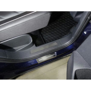 Вставки задние на пластиковые пороги (лист шлифованный) для Volkswagen Tiguan (2017-2022) 2 шт. № VWTIGOFR17-55