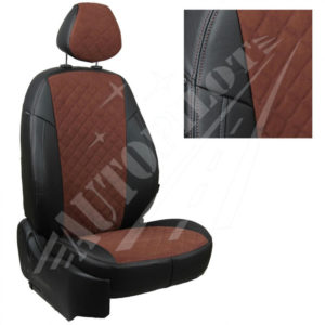 Чехлы на сиденья из алькантары ромб (черный-шоколад) для Ford EcoSport рестайлинг с 17г.