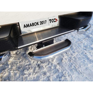 Задняя подножка (нержавеющий лист) (60,3 мм) (под фаркоп) для Volkswagen Amarok (2016-2021) № VWAMAR17-56