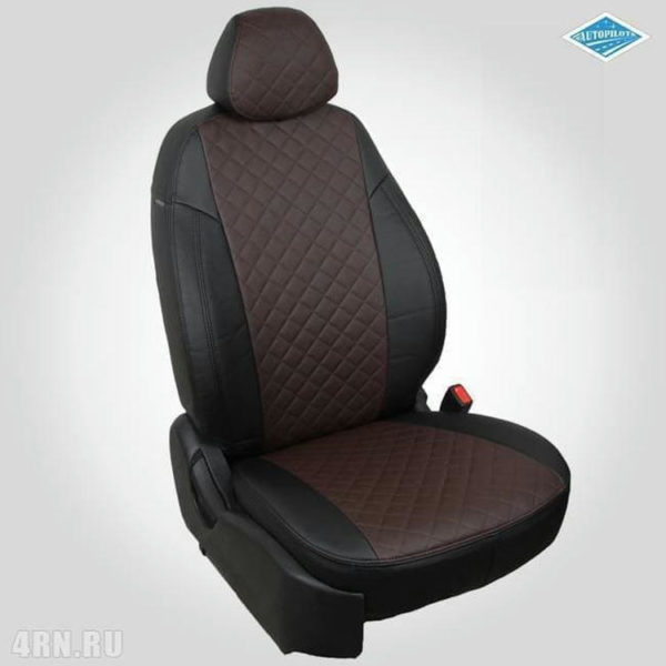 Чехлы на сиденья "Автопилот" для Skoda Octavia A7 Ambiente (без подлокотника) хетчбек, универсал (2013-2020) черный, темно-коричневый ромб № sk-ok-a7a-chetk-r