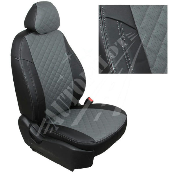 Чехлы на сиденья, рисунок ромб (черные с серым) для Toyota Camry XV70 седан с 17г.