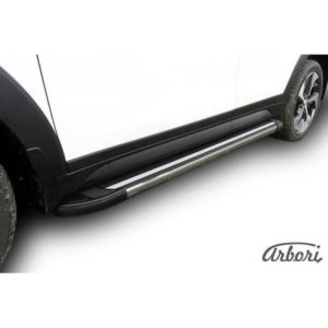 Пороги алюминиевые Arbori "Luxe Black" 1700 черная Hyundai Tucson 4WD (2015-2020) № AFZDAALHT4WD1503