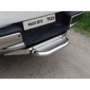Задняя подножка (нерж. лист) 60,3 мм (под фаркоп) для Toyota Hilux (2015-2023) № TOYHilux15-45
